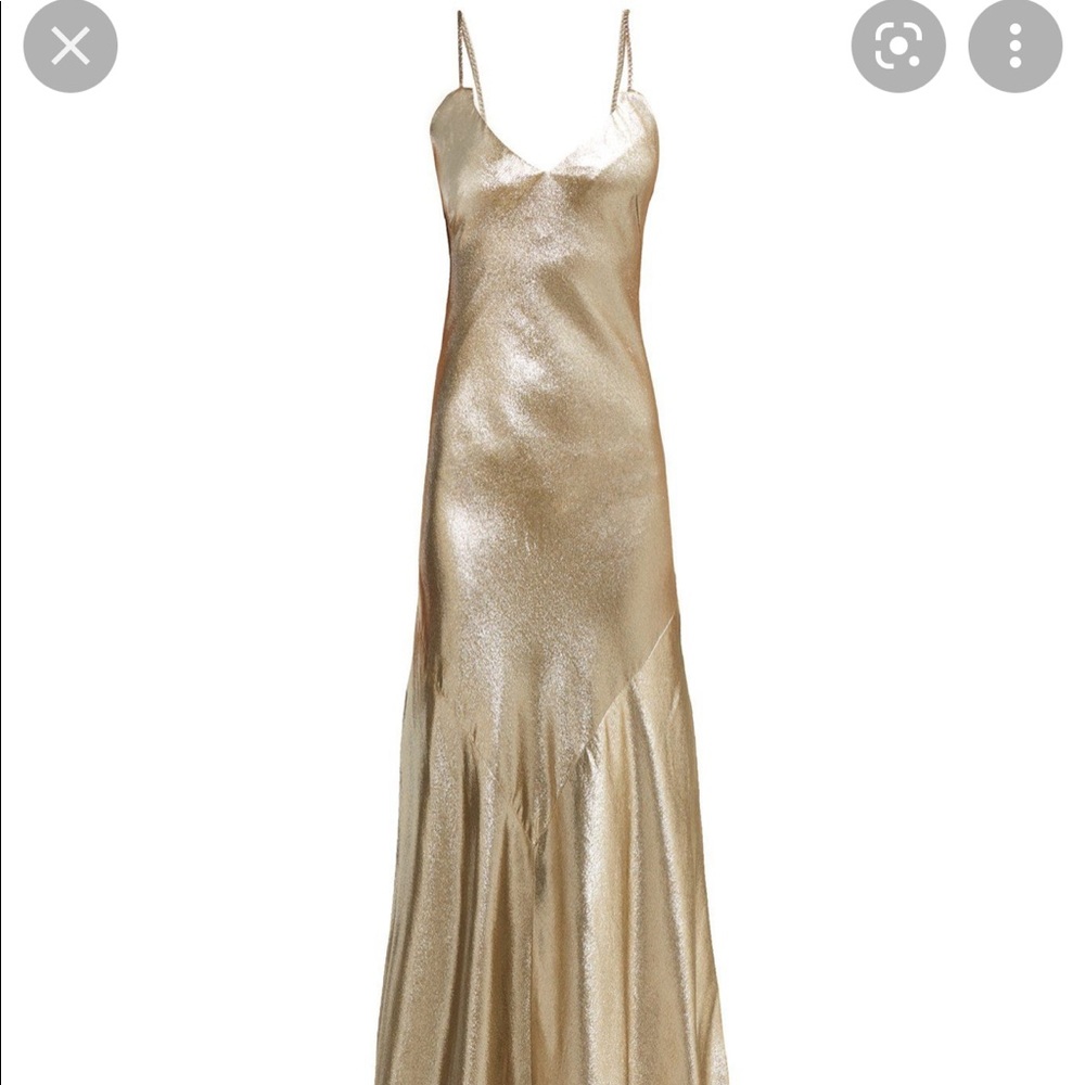 Rebecca de Ravenel gold lame slip Gown formal